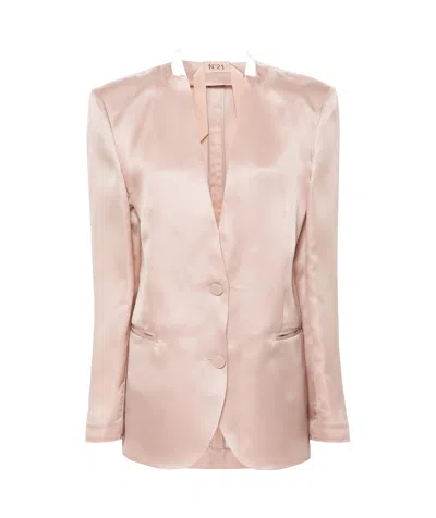 N°21 Single-breasted Silk Blazer In Pink