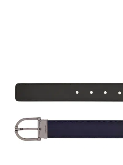 Ferragamo Reversible And Adjustable Belt In Blue