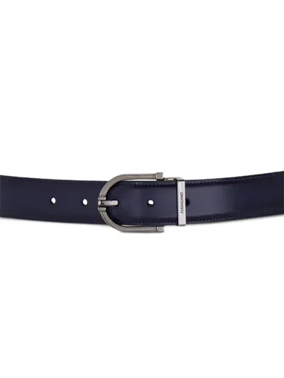 Ferragamo Reversible And Adjustable Belt In Blue