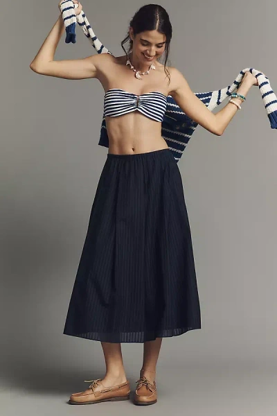 Theory Irregular Pleat Skirt Nocturne Navy In Blue