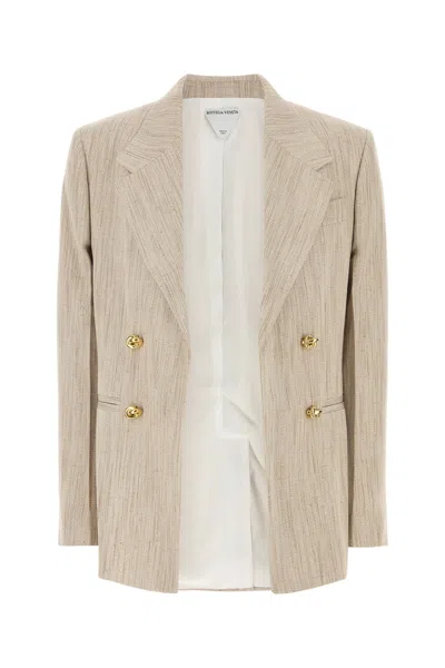 Bottega Veneta Womens Grey Putty Knot Notch-lapels Woven Blazer In Neutral