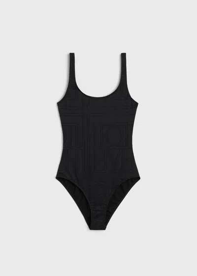 Totême Monogram Pointelle Swimsuit In Black