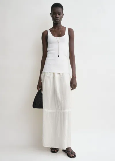 Totême Tiered Drawstring Maxi Skirt In White