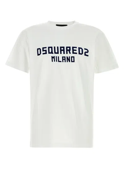 Dsquared2 White Crewneck T-shirt With Logo Lettering On The Front