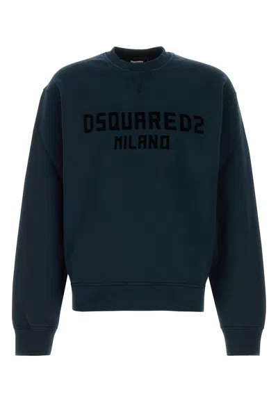 Dsquared2 Washed Grey Sweatshirt With Logo In Blue