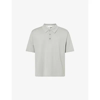 Frame Short Sleeve Polo Sweater In Blue