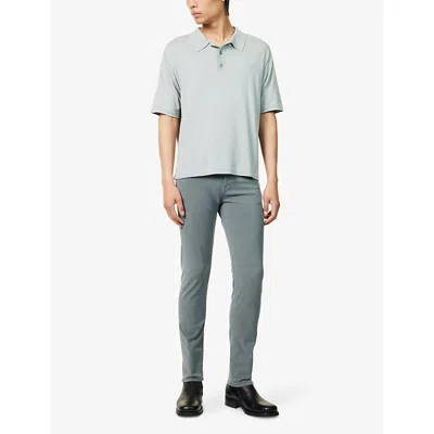 Frame Short Sleeve Polo Sweater In Blue