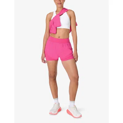 Sweaty Betty Womens Fuchsia Pink Tempo Run High-rise Stretch-woven Shorts In Pink