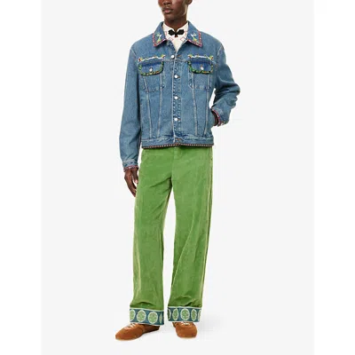 Valentino Denim Jacket With Multicolor Embroidery