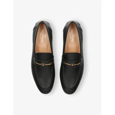Valentino Garavani Vlogo Signautre Leather Loafers In Black