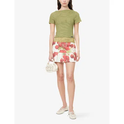 House Of Sunny Womens  Multi-layer Short-sleeve Stretch-mesh Top