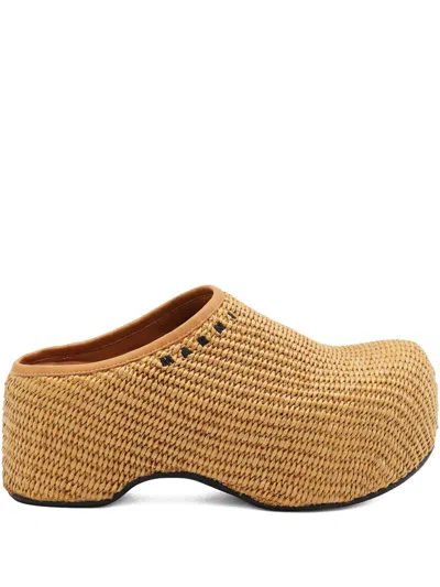 Marni Heel Sandals With Woven Texture Platform
