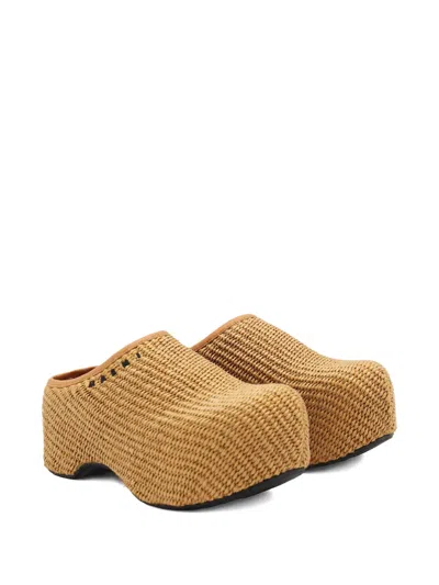 Marni Heel Sandals With Woven Texture Platform