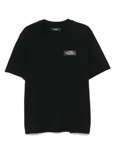 Amiri Black Crewneck T-shirt With Logo Patch On The Front And Maxi Logo Print On The Rear