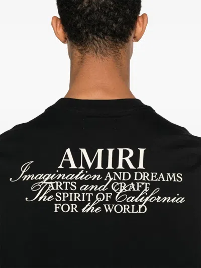 Amiri Black Crewneck T-shirt With Logo Patch On The Front And Maxi Logo Print On The Rear