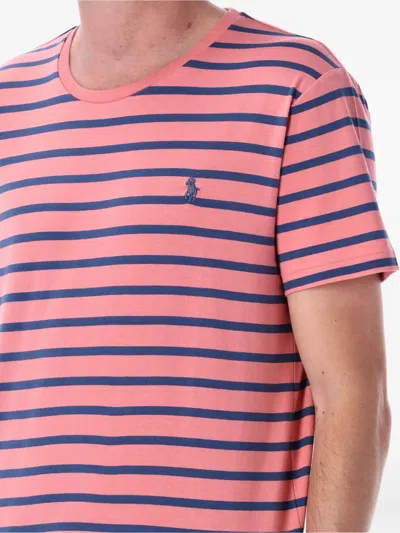 Polo Ralph Lauren Custom Slim Fit Striped Jersey T-shirt In Pink