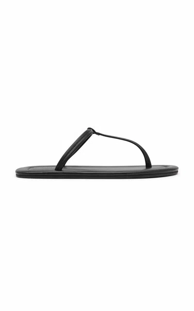 St Agni T Slide Leather Sandals In Black