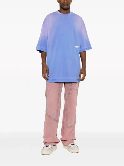 漂白效果LOGO刺绣棉T恤