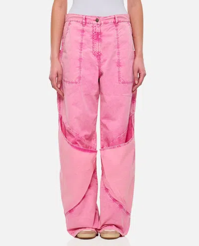 Attico Paneled Low-rise Wide-leg Jeans In Pink