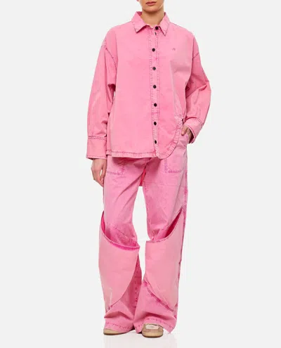 Attico Paneled Low-rise Wide-leg Jeans In Pink