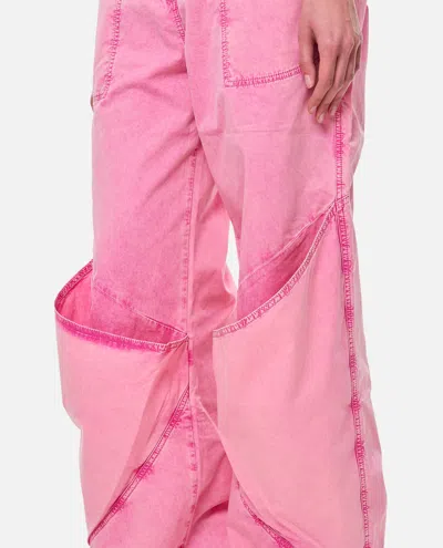 Attico Paneled Low-rise Wide-leg Jeans In Pink