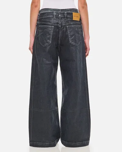 Attico Logo Embroidered Baggy Jeans In Navy Blue