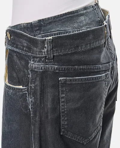 Attico Logo Embroidered Baggy Jeans In Navy Blue