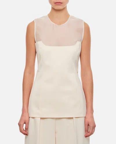 Khaite Sasmo Sleeveless Crepe And Mesh Top
