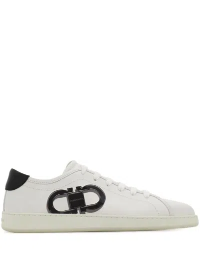 Ferragamo Double Gancini Brandy1 Sneakers In White