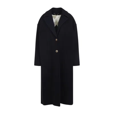 Golden Goose Single-breasted Cocoon Coat Coats Black In Black