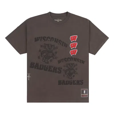Pre-owned Cactus Jack By Travis Scott X Mitchell & Ness University Of Wisconsin Seal Tee 'brown'
