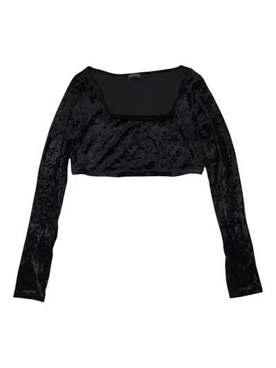 Callipygian Crushed Velvet "black" Crop Top