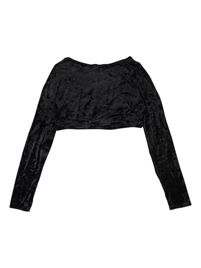 Callipygian Crushed Velvet "black" Crop Top