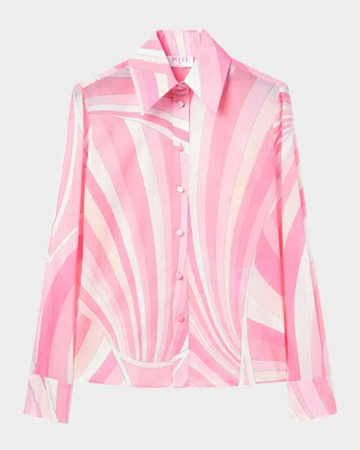 Pucci Iride-print Cotton Muslin Button-down Blouse In Multi