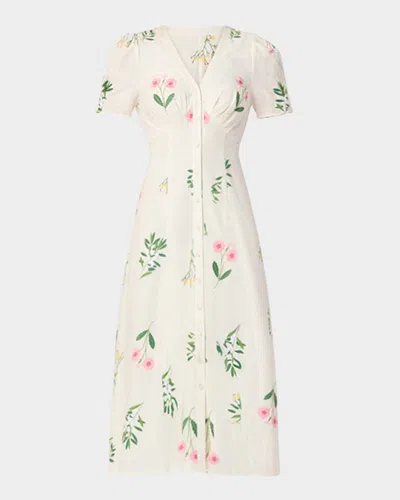 Shoshanna Corrina Floral-embroidered Empire Midi Dress In Multi