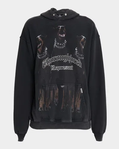 Represent Vintage Black Hoodie With Doberman Graphic And Classic Features