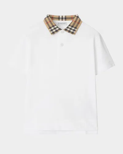 Burberry Boys White Check Polo Shirt