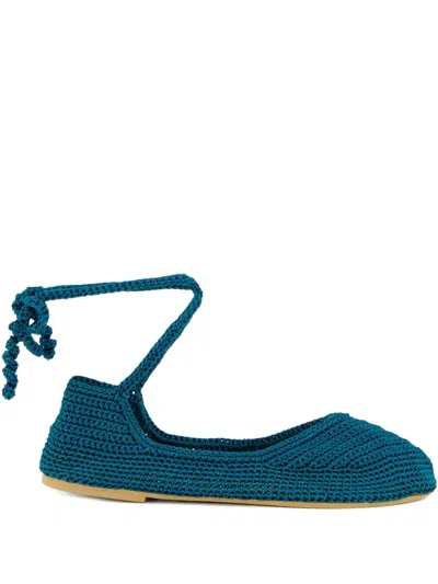 钩编针织芭蕾平底鞋