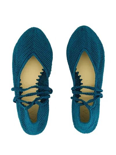 钩编针织芭蕾平底鞋