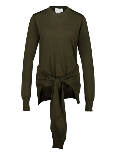Stella Mccartney Tie-front Crewneck Jumper In Brown