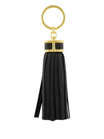 Tom Ford Tasseled Leather Keychain In Black