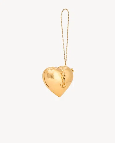Saint Laurent Evening Mini Heart Minaudière In Brass