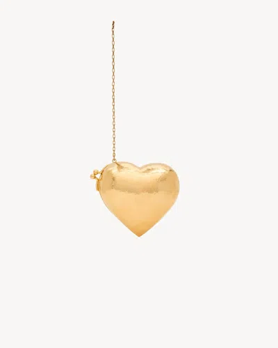 Saint Laurent Evening Mini Heart Minaudière In Brass