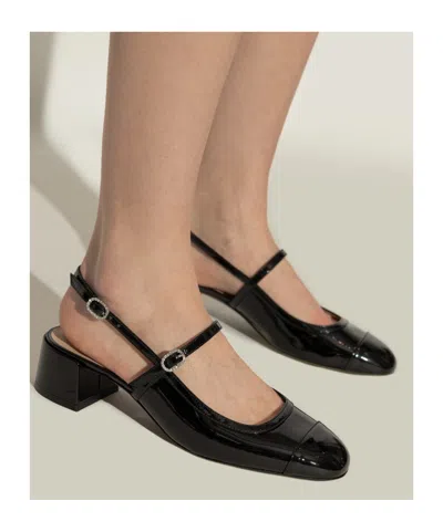 Stuart Weitzman Kenna Block Slingback 45 In Black