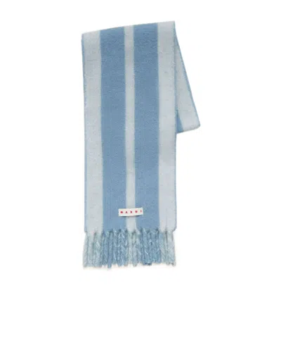 Marni Vertical Striped Scarf With Fringed Ends