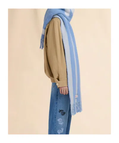 Marni Vertical Striped Scarf With Fringed Ends
