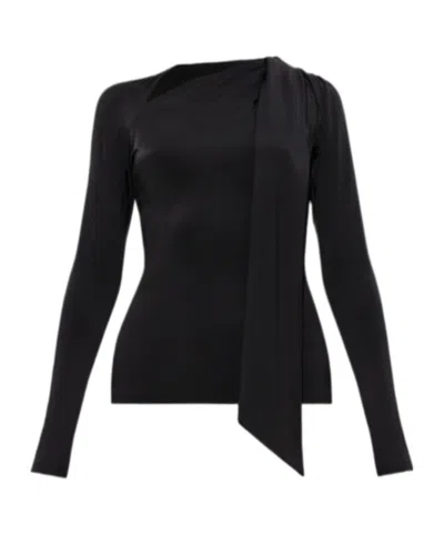 Victoria Beckham Asymmetric Cut Out Crewneck Top In Black