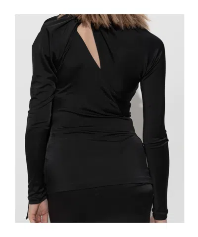 Victoria Beckham Asymmetric Cut Out Crewneck Top In Black
