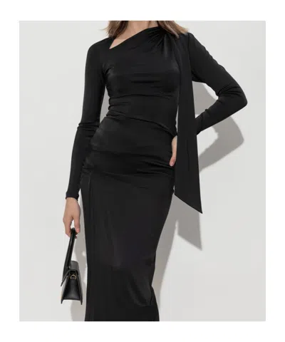 Victoria Beckham Asymmetric Cut Out Crewneck Top In Black