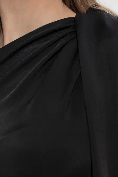 Victoria Beckham Asymmetric Cut Out Crewneck Top In Black